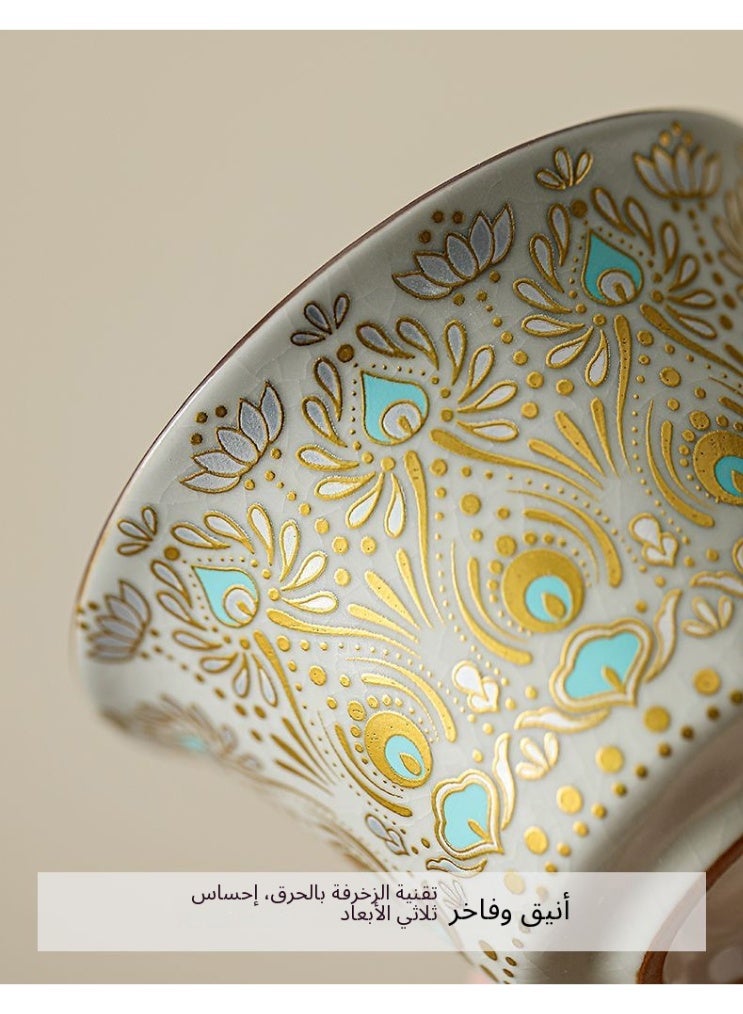 Sunspire Ru kiln peacock pattern exquisite double cup set, perfect for high-end gift giving - Image 3