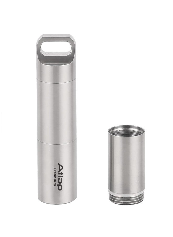 ATiAP Titanium Keychain Pill Holder - Waterproof Micro Pill Organizer, Small Nitroglycerin Container for Emergency, Medical Grade EDC Capsule Case for Men Women - Stone Washed, Lightweight-Ta6171-2M - Image 1