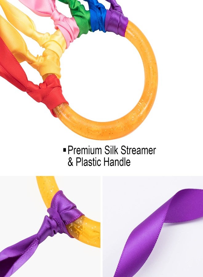 ANCIRS 2 Pack Rainbow Hand Kites, Plastic Dancing Ribbon Streamer Wand for Play Dancing Running in Indoor Outdoor Party, Holiday Celebration,etc - Image 3