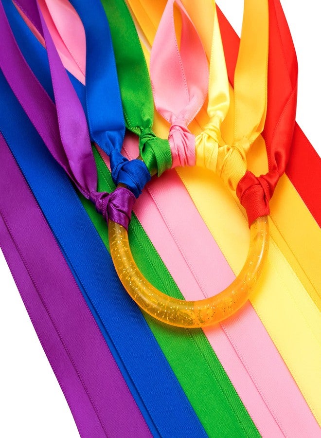 ANCIRS 2 Pack Rainbow Hand Kites, Plastic Dancing Ribbon Streamer Wand for Play Dancing Running in Indoor Outdoor Party, Holiday Celebration,etc - Image 1
