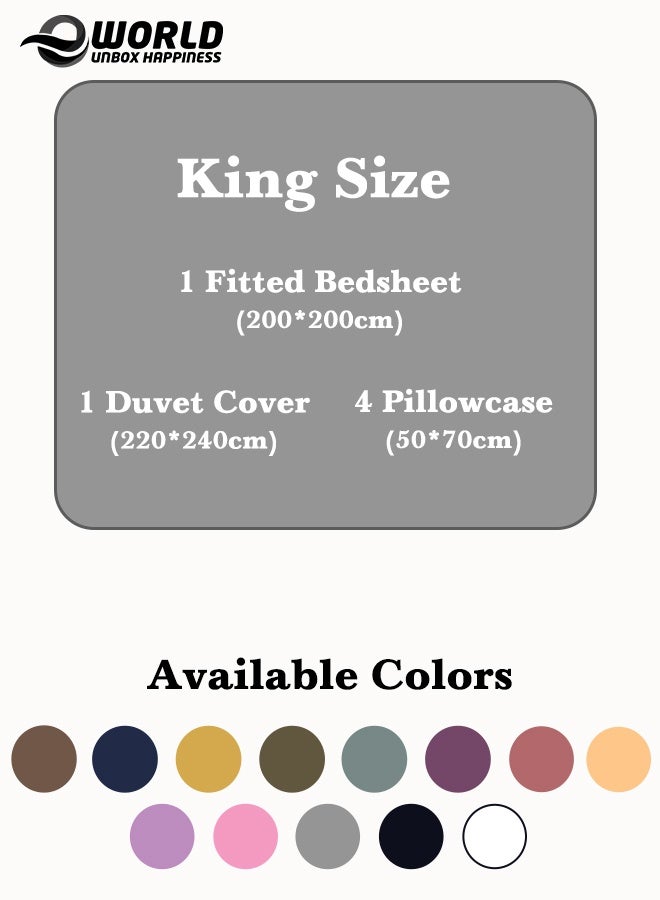 Eworld Premium Striped Duvet Set All Season – 6-Pieces Set Grey | King Size 220x240 cm | Ultra-Soft, Wrinkle-Resistant & Made in Dubai | Includes Duvet Cover, Fitted Sheet (200x200 cm) & 4 Pillowcases (50x70 cm) - Image 2