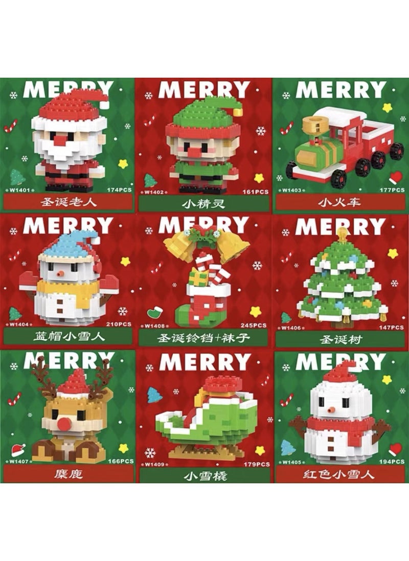 Cartoon Mini-Blocks Puzzle Toy for Kids 9 Christmas dolls "random box] 