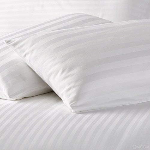 Daksh Sateen Stripe 300 TC Cotton Pillow Cover, 17 x 27 inch, White, 2 Pieces - Image 2
