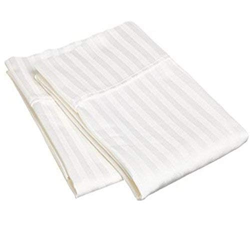 Daksh Sateen Stripe 300 TC Cotton Pillow Cover, 17 x 27 inch, White, 2 Pieces - Image 3