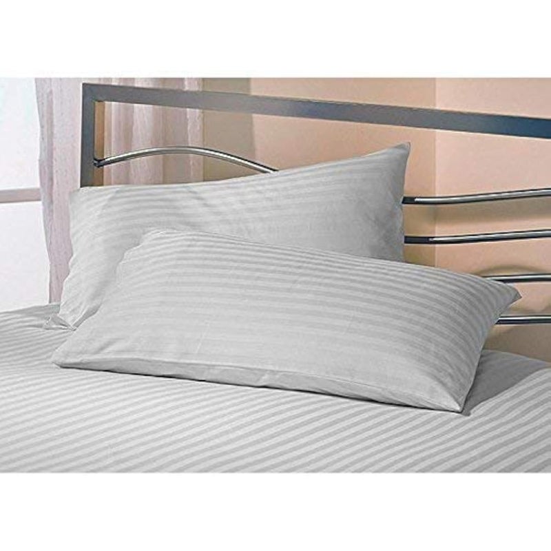 Daksh Sateen Stripe 300 TC Cotton Pillow Cover, 17 x 27 inch, White, 2 Pieces - Image 5
