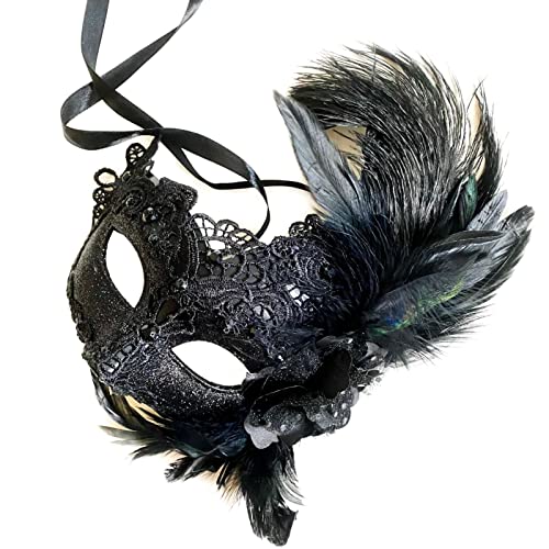 MasqStudio Brocade Lace Masquerade Ball Mask Burlesque Mardi Gras Birthday Prom Wedding Party (Black) - Image 4