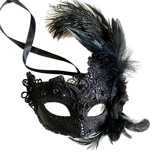 MasqStudio Brocade Lace Masquerade Ball Mask Burlesque Mardi Gras Birthday Prom Wedding Party (Black) - Image 5
