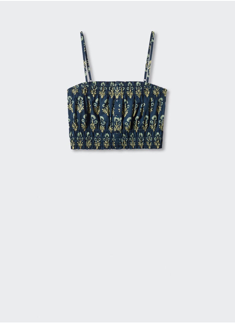 MANGO - Youth Ruched Printed Top - Image 1