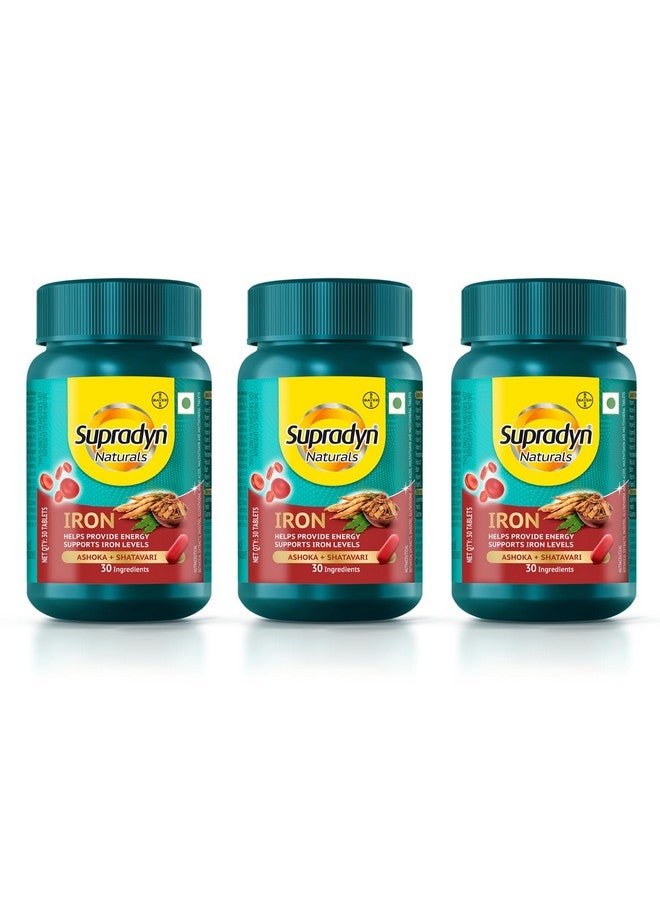 Supradyn Naturals Iron (90 tablets) For Women, Multivitamin with 3X Iron, Ashoka, Shatavari, Zinc, Vitamin C, Folic Acid, 30 vital nutrients, Supports Blood Health & Provides Energy, Veg - Image 1