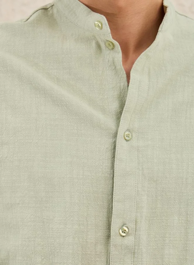 Styli Plain Linen Blend Relaxed Fit Shirt