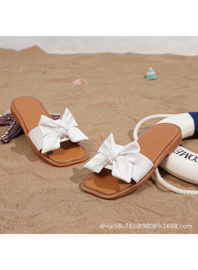 SHAKA Cross-Border Hot Summer New Girls' Flat Slippers Bow Princess Style Cute Sweet Foreign Trade Children'S Shoes - Image 1
