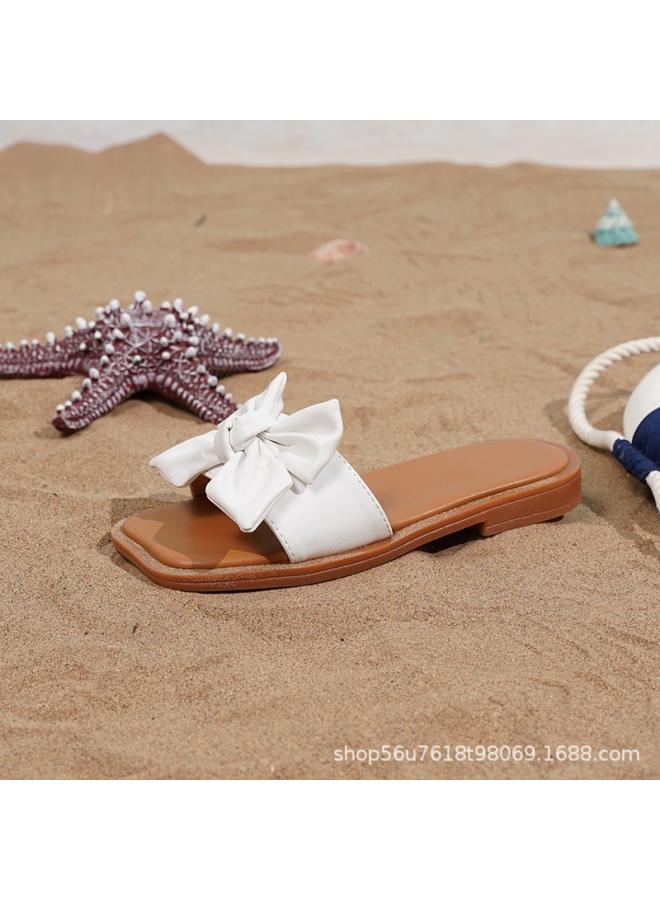 SHAKA Cross-Border Hot Summer New Girls' Flat Slippers Bow Princess Style Cute Sweet Foreign Trade Children'S Shoes - Image 4