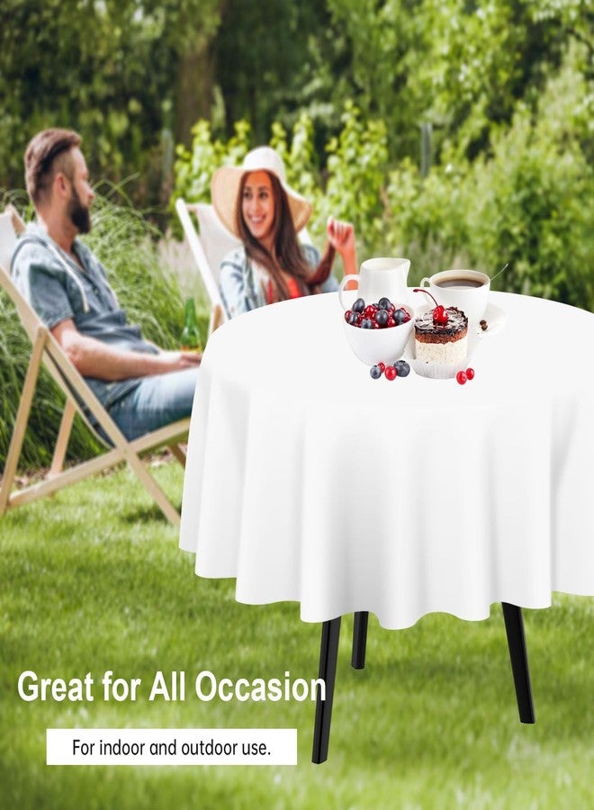QIKSION White Round Tablecloth 2 Pack, 84 Inch Plastic Table Cover Disposable for Parties - Image 4
