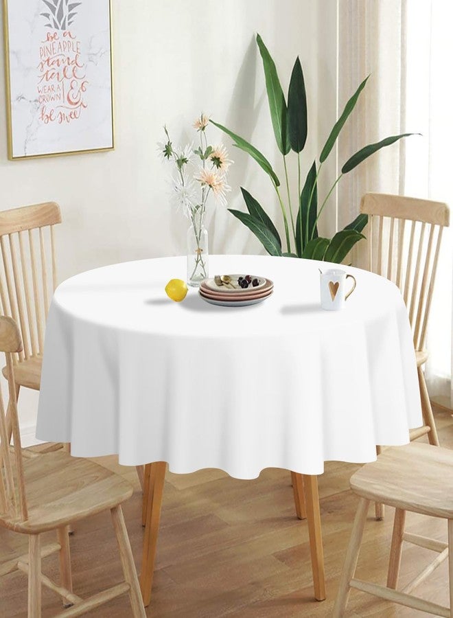 QIKSION White Round Tablecloth 2 Pack, 84 Inch Plastic Table Cover Disposable for Parties - Image 2