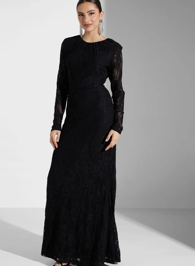 True Decadence Crew Neck Lace Detail Dress