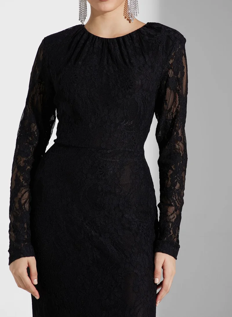 True Decadence Crew Neck Lace Detail Dress