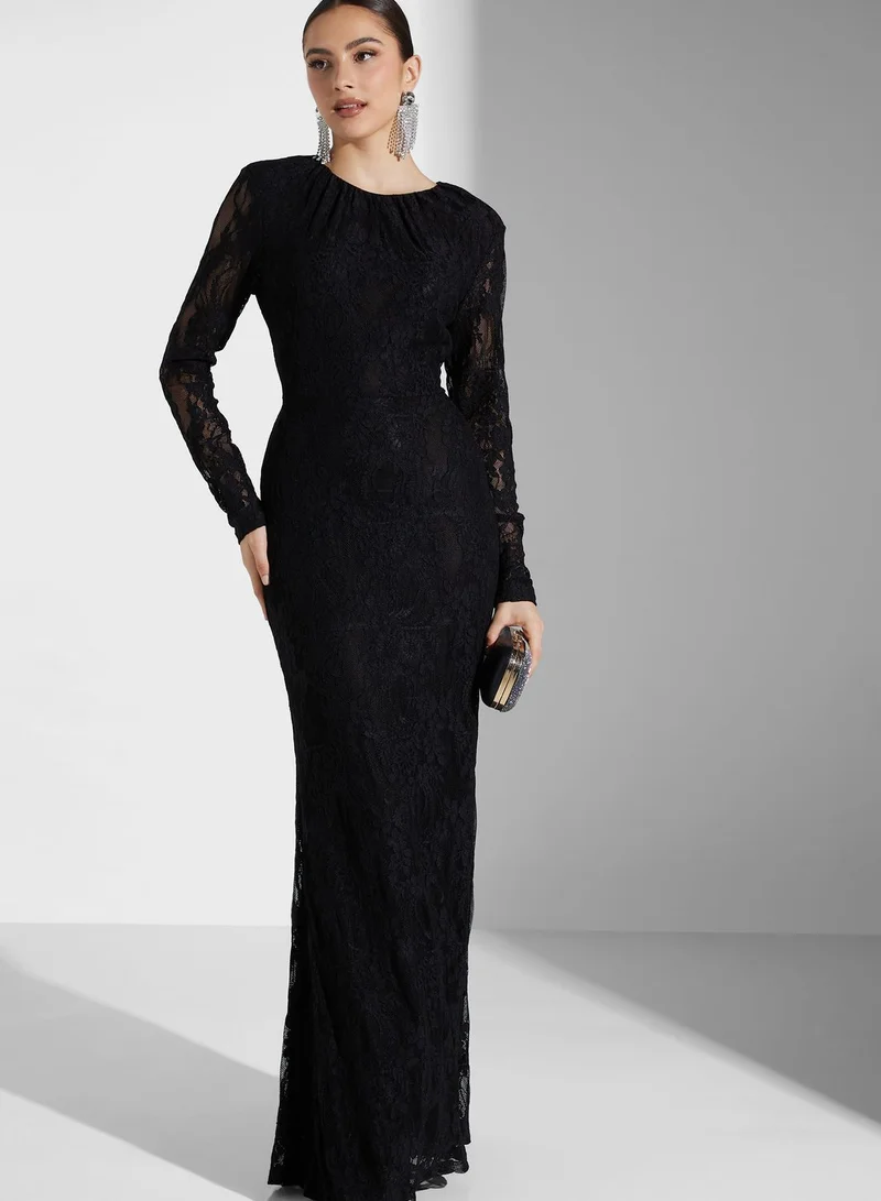 True Decadence Crew Neck Lace Detail Dress