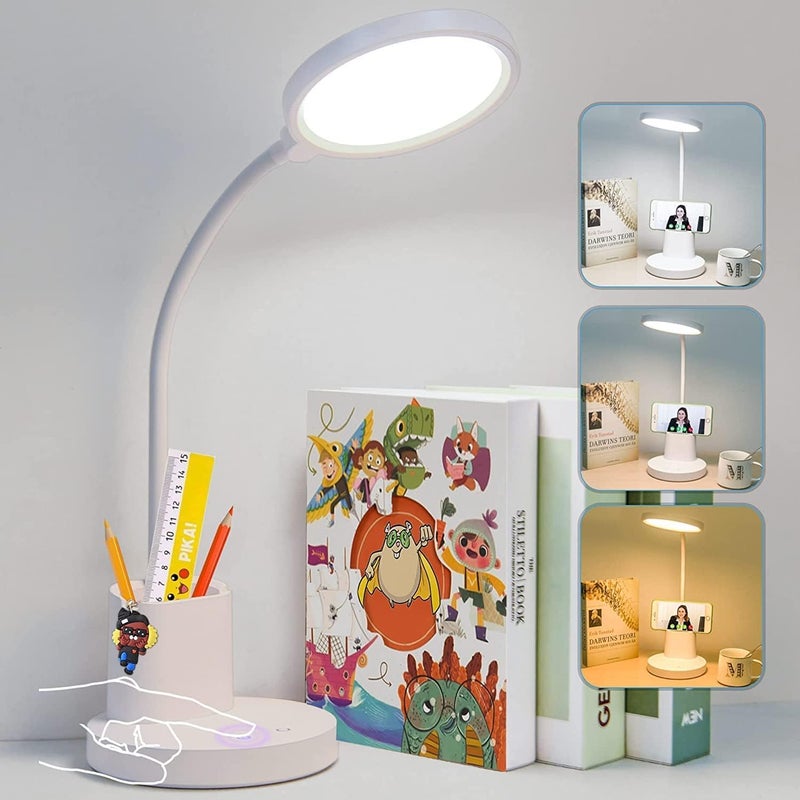 FING Led Desk Lamp Touch Control OnOff Student Study Table Night Eye Protection Portable Reading Light with 3 Lighting Step Round led Desk Light - Image 1