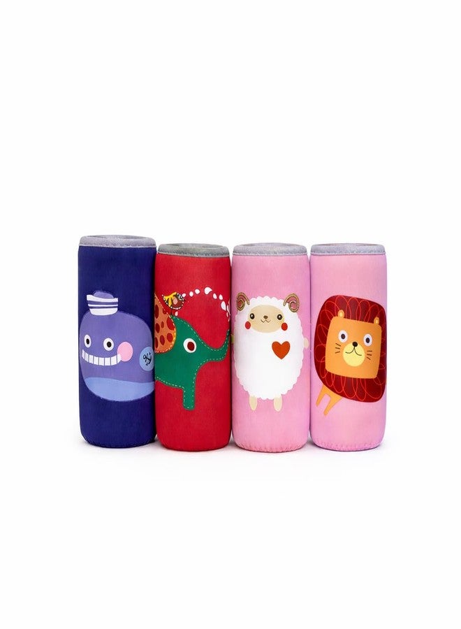 Alya The Cheeky Kidzz Adjustable Reusable Baby Feeding Bottle Cover Sleeves Cartoon Prints with Holding Strap Suitable for 120ml 220ml 240ml Slim Neck Feeding Milk/Water Feeder Bottles (Pack of 4) - Image 1