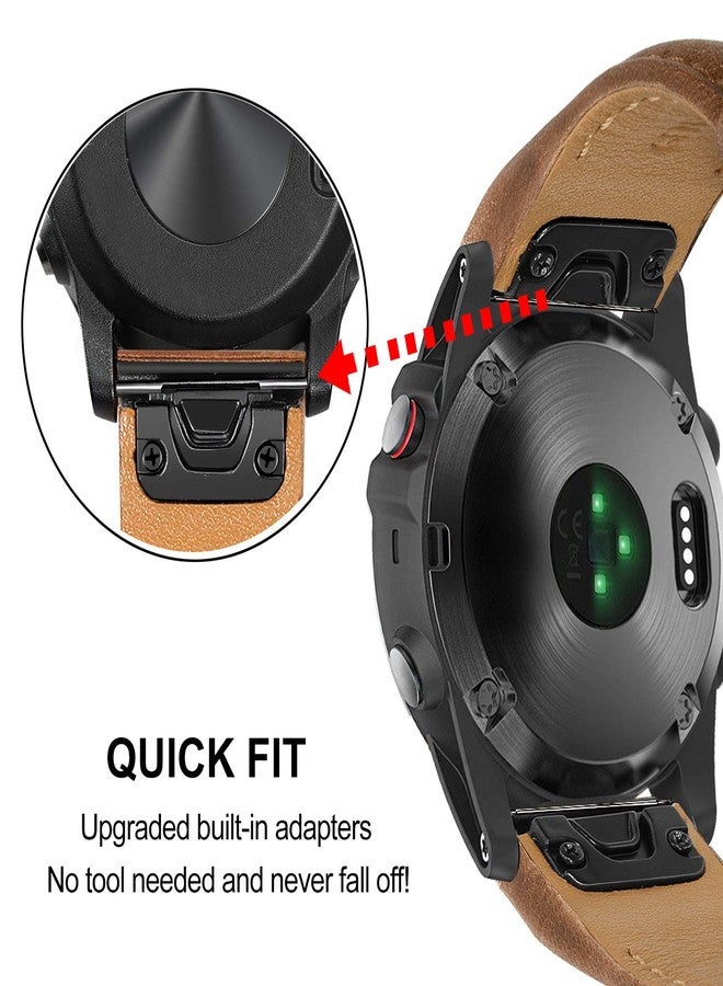 TRUMiRR Replacement for Garmin Fenix 7/6 Pro/5 Plus Watch Strap, 22mm Quick Fit Leather Watch Band, Dark Brown, 210mm - Image 4