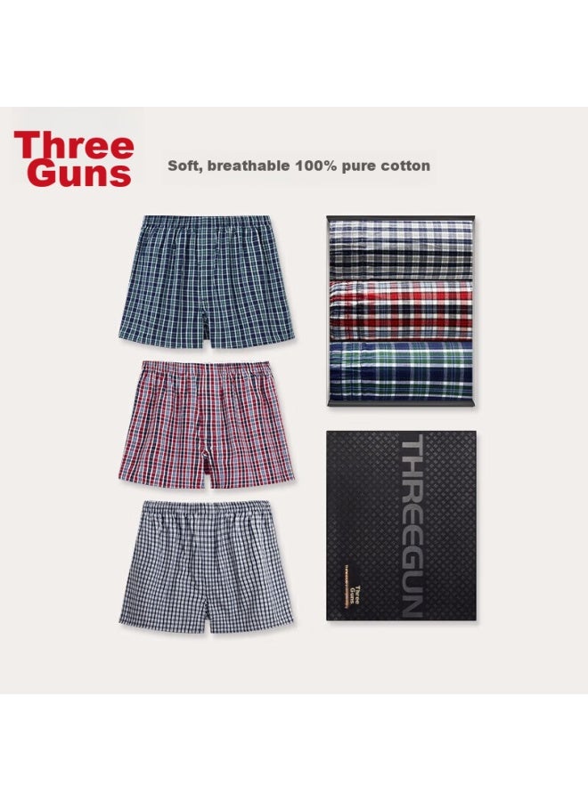 THREEGUN Sanqiang Men's Underwear, Loose-fitting Aro Pants, Large Size, Breathable And Comfortable Men's Shorts, 3-pack - Image 1