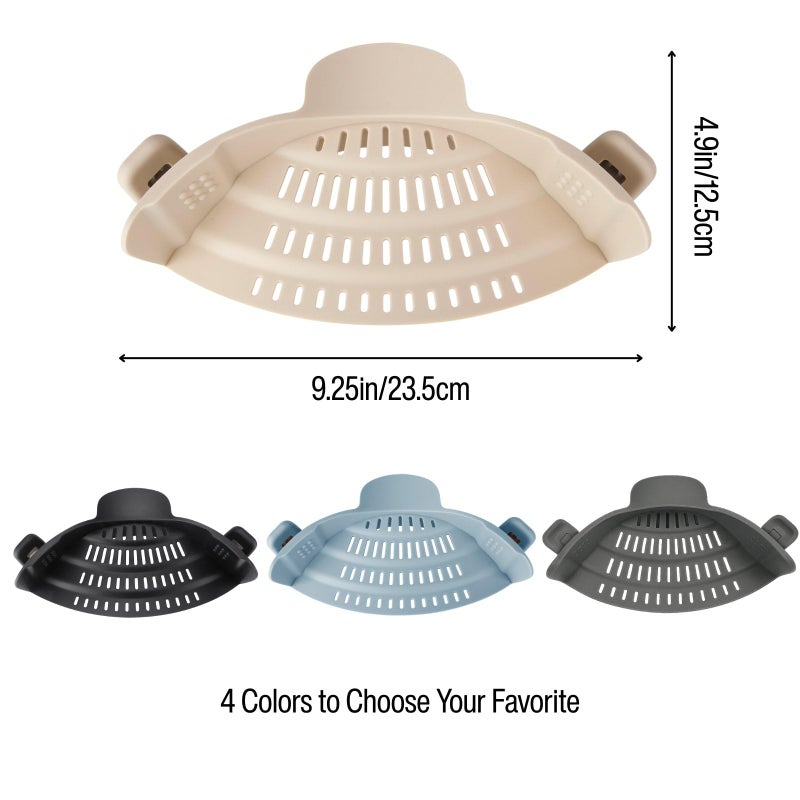 Emptycolor Silicone Pot Strainer, Emptycolor Adjustable Clip On Strainer for Pots Pans, Heat Resistant Pot Drainer, Kitchen Pasta Colander for Vegetables and Noodles (Light Tan) - Image 2