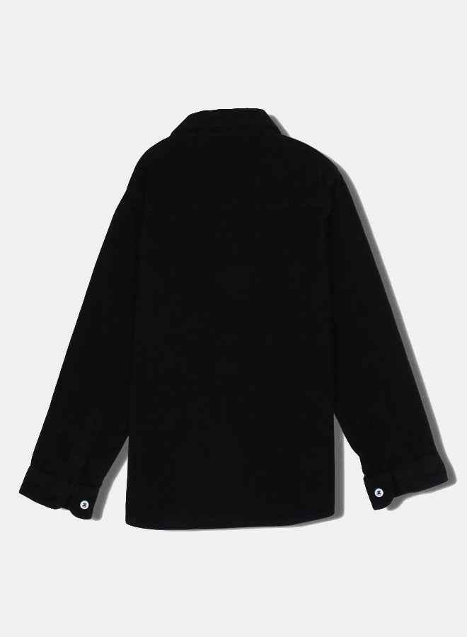 قميص مخمل للأولاد – أسود - Image 2