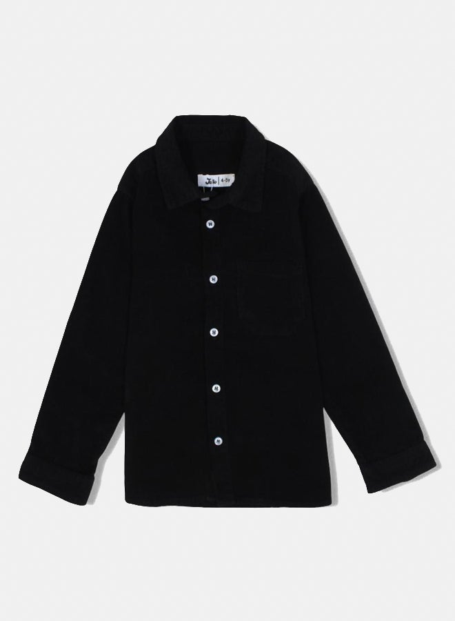 قميص مخمل للأولاد – أسود - Image 1