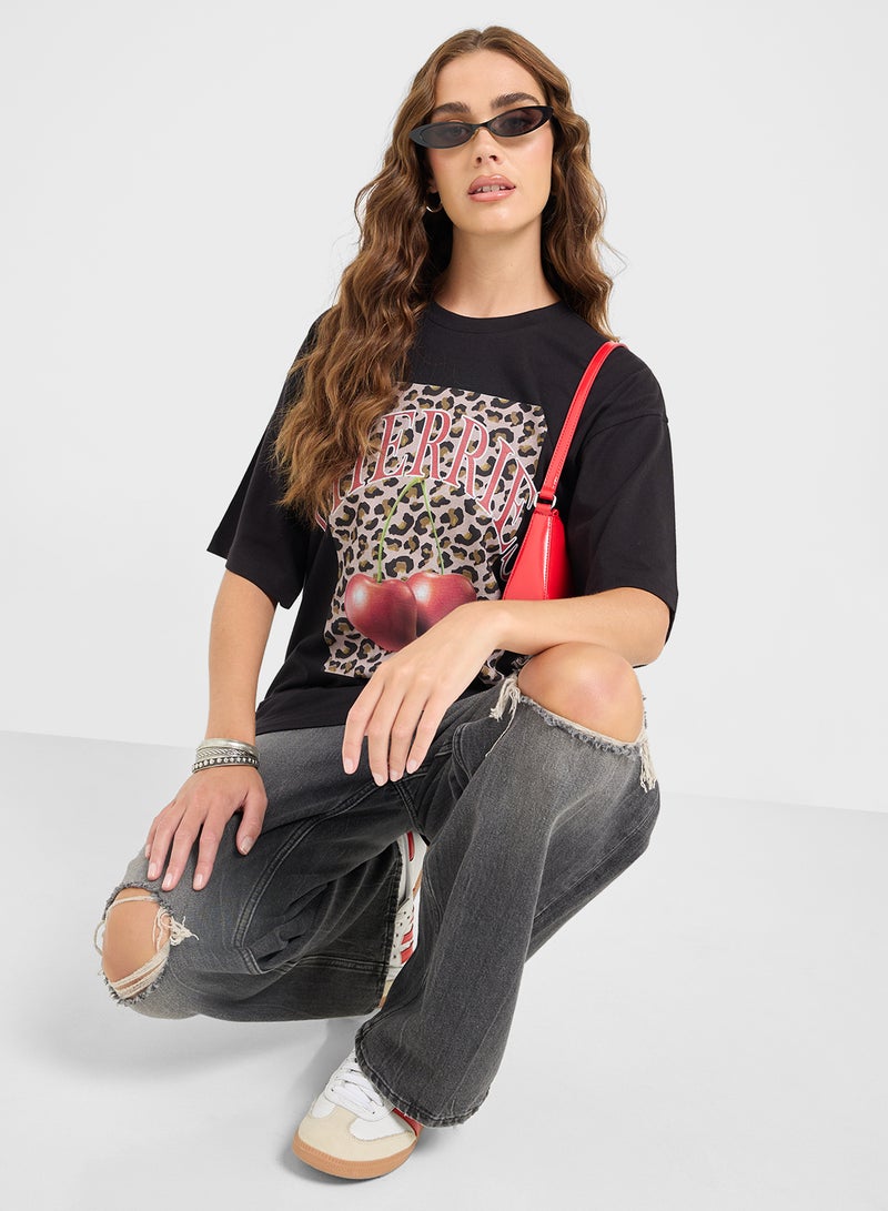 Ginger Oversize Leopard Print Graphic T-Shirt - Image 4