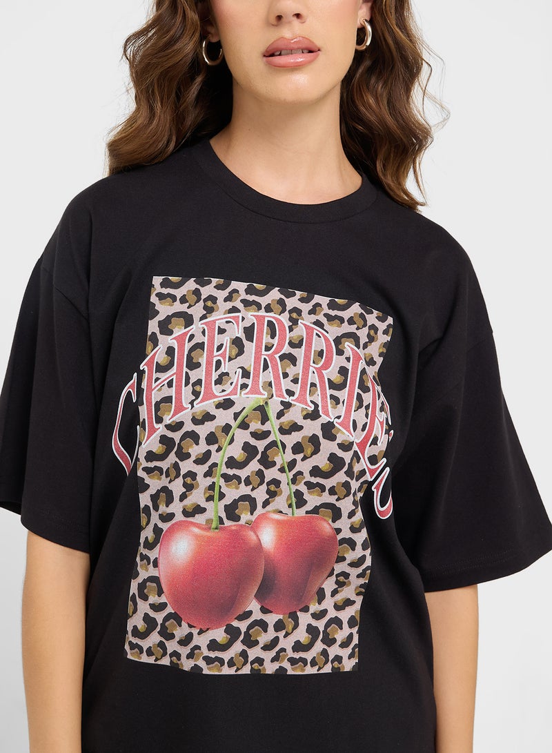 Ginger Oversize Leopard Print Graphic T-Shirt - Image 3