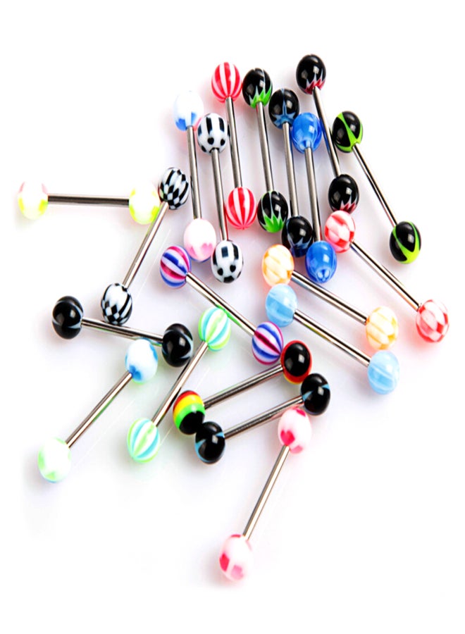 30Pcs Mixed Color Tongue Rings Stainless Steel Bars Fashion Piercing Jewelry - Image 2