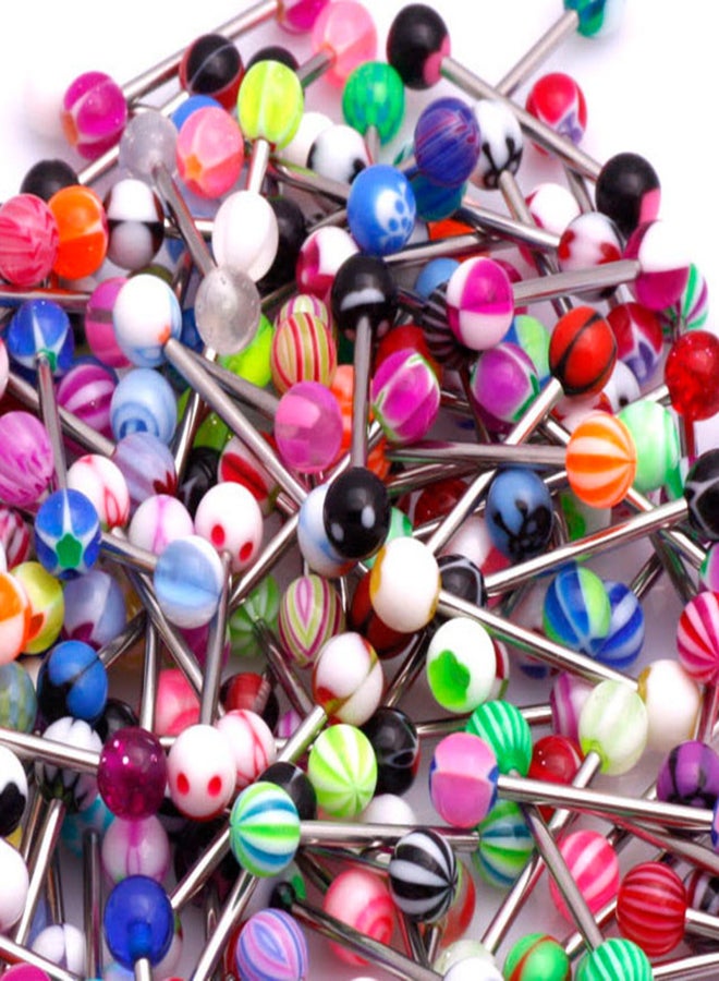 30Pcs Mixed Color Tongue Rings Stainless Steel Bars Fashion Piercing Jewelry - Image 1