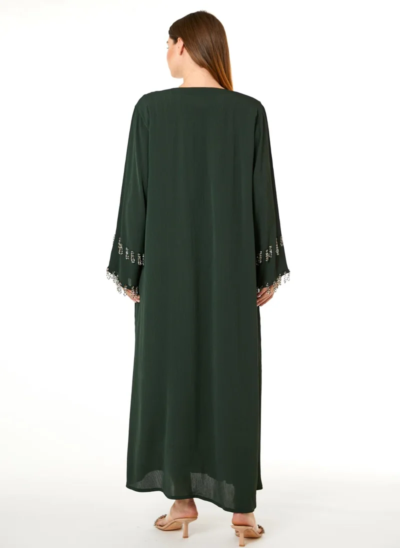 مويستريت Dark Green Zoom Hand Embellished Abaya