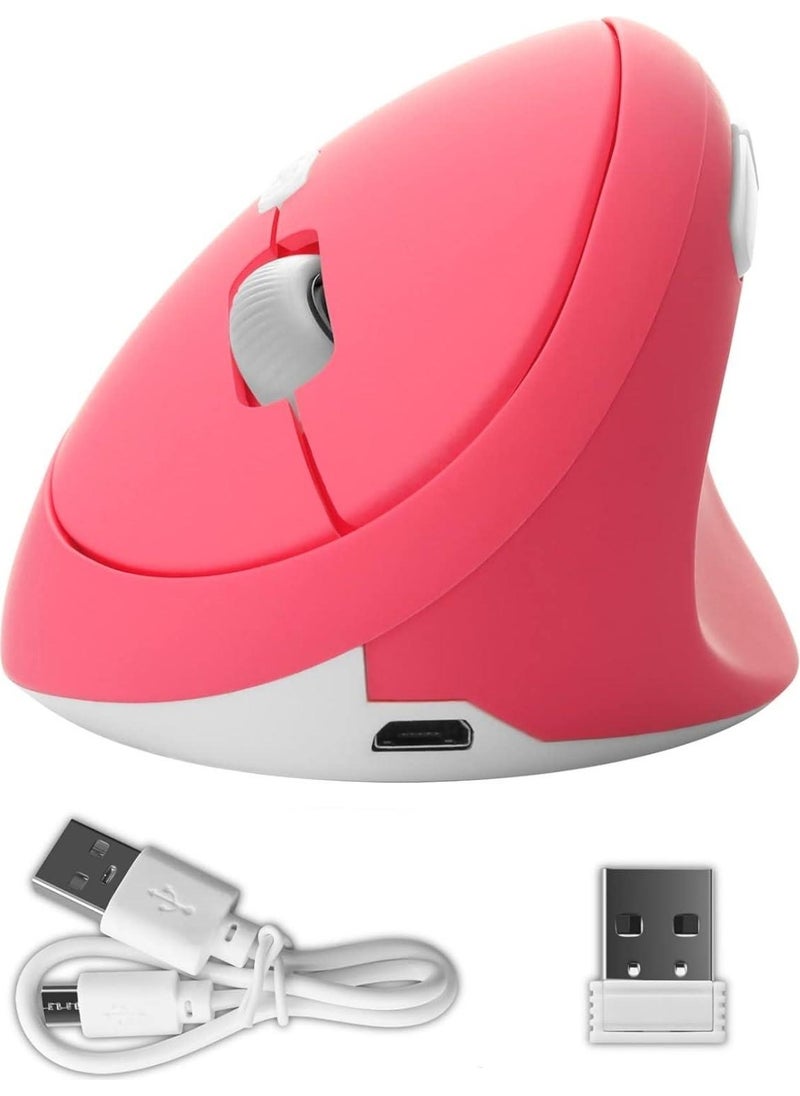 Valkyrie Y08 Vertical Wireless 2.4g Silent Rechargeable 6-Button Vertical Mouse 1600DPI 400MAH Pink  - Image 3