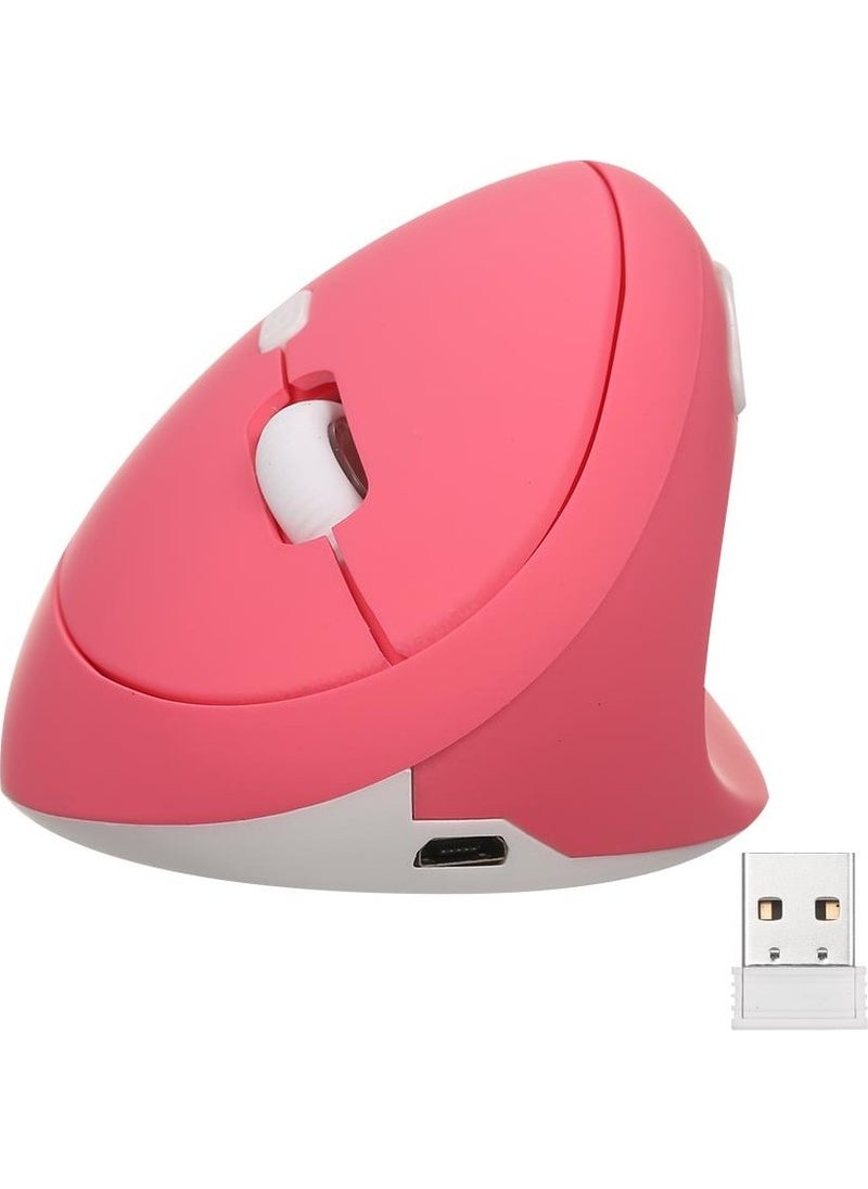 Valkyrie Y08 Vertical Wireless 2.4g Silent Rechargeable 6-Button Vertical Mouse 1600DPI 400MAH Pink  - Image 1