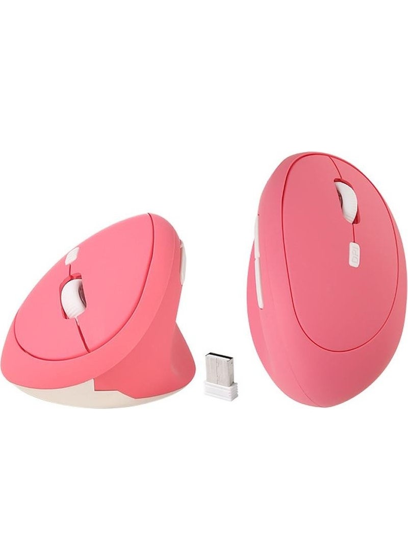 Valkyrie Y08 Vertical Wireless 2.4g Silent Rechargeable 6-Button Vertical Mouse 1600DPI 400MAH Pink  - Image 2