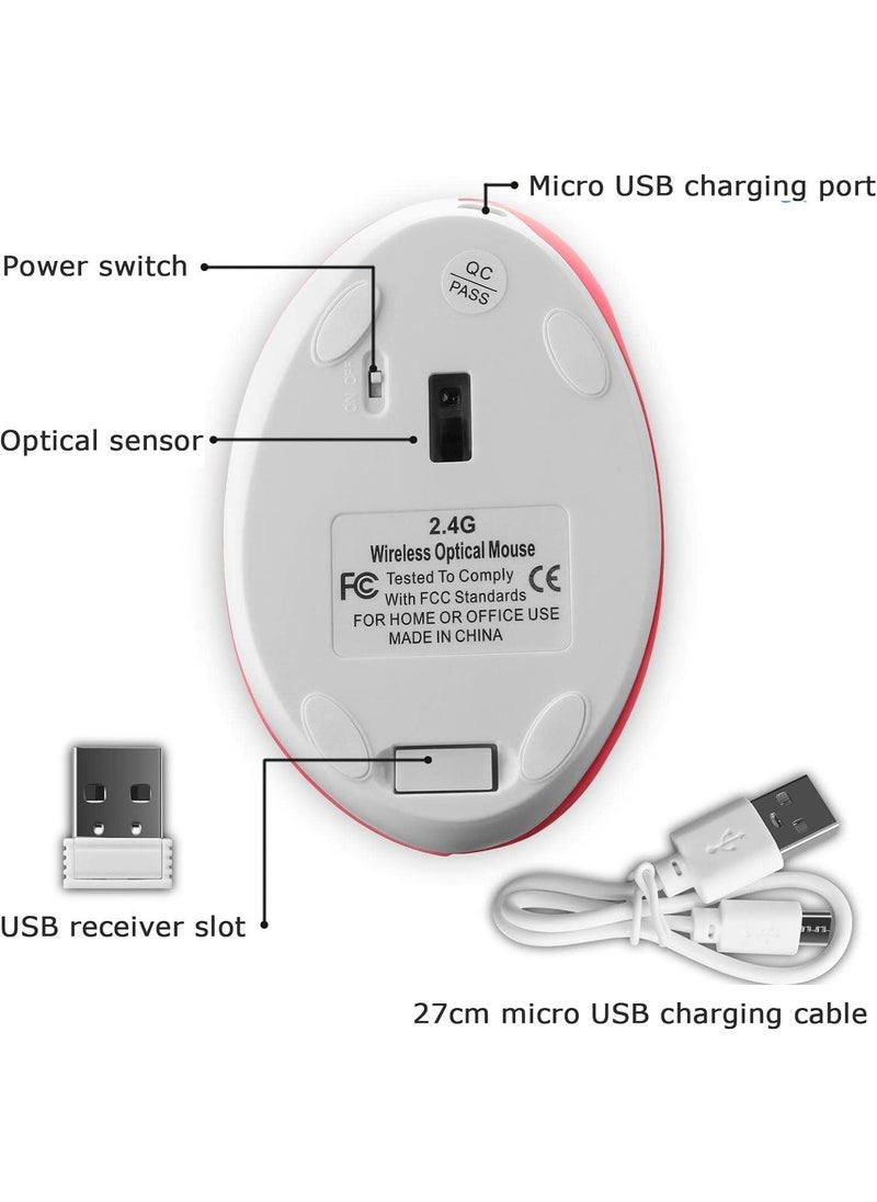 Valkyrie Y08 Vertical Wireless 2.4g Silent Rechargeable 6-Button Vertical Mouse 1600DPI 400MAH Pink  - Image 5