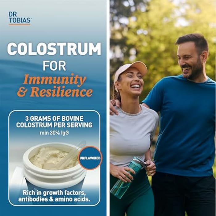 Dr. Tobias Colostrum Powder, Premium Bovine Colostrum Supplement for Immune Support, Gut Health & Muscle Recovery, 3g Per Serving, Minimum 30% IgG, Unflavored, 8 oz, 76 Servings - Image 1