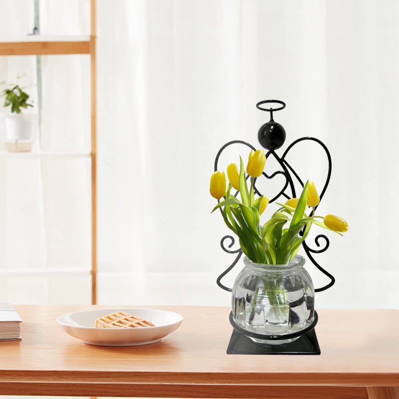 Homight Angel Plant Terrarium with Metal Stand, Air Planter Bulb Glass Vase Metal for Hydroponics Home Garden Office Decoration-Plant Lover's Gift for Women (Angel) - Image 5