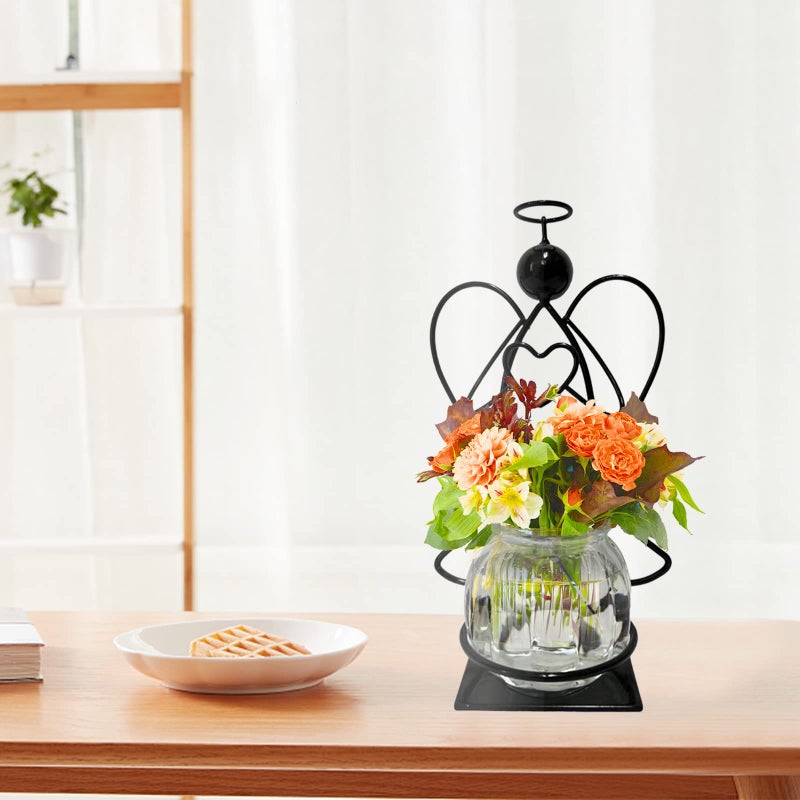 Homight Angel Plant Terrarium with Metal Stand, Air Planter Bulb Glass Vase Metal for Hydroponics Home Garden Office Decoration-Plant Lover's Gift for Women (Angel) - Image 4