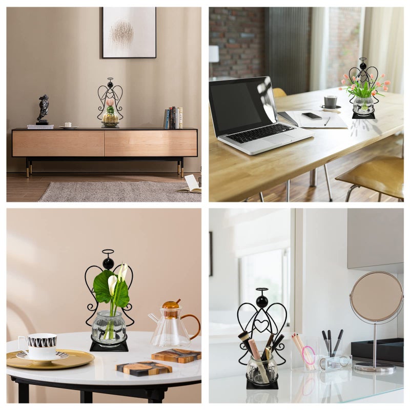 Homight Angel Plant Terrarium with Metal Stand, Air Planter Bulb Glass Vase Metal for Hydroponics Home Garden Office Decoration-Plant Lover's Gift for Women (Angel) - Image 3