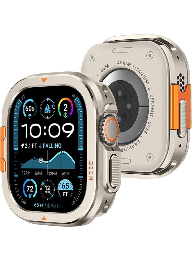 جراب معدني 2 في 1 لساعة Apple Watch Ultra 3/2/1 مقاس 49 مم، مصد معدني متين مع غطاء خلفي كامل - جراب واقٍ مقاوم للصدمات لساعة iWatch Ultra مقاس 49 مم، لون التيتانيوم - Image 1