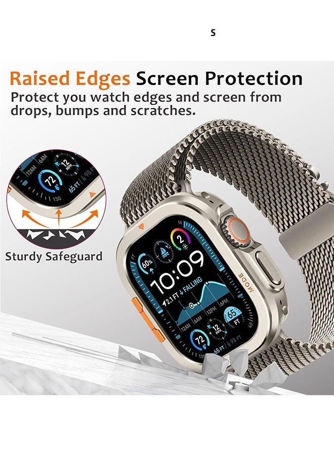 جراب معدني 2 في 1 لساعة Apple Watch Ultra 3/2/1 مقاس 49 مم، مصد معدني متين مع غطاء خلفي كامل - جراب واقٍ مقاوم للصدمات لساعة iWatch Ultra مقاس 49 مم، لون التيتانيوم - Image 4