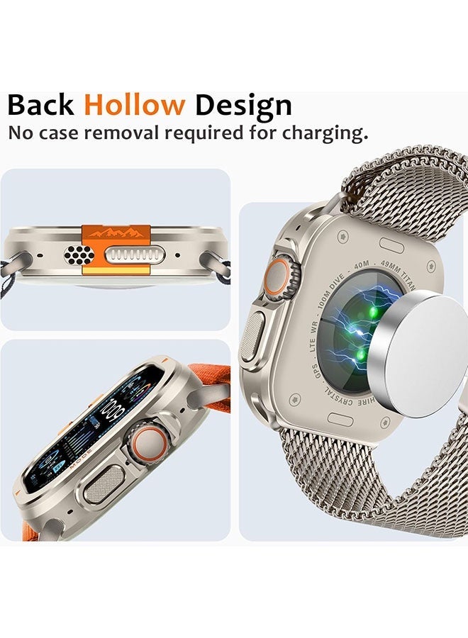جراب معدني 2 في 1 لساعة Apple Watch Ultra 3/2/1 مقاس 49 مم، مصد معدني متين مع غطاء خلفي كامل - جراب واقٍ مقاوم للصدمات لساعة iWatch Ultra مقاس 49 مم، لون التيتانيوم - Image 5