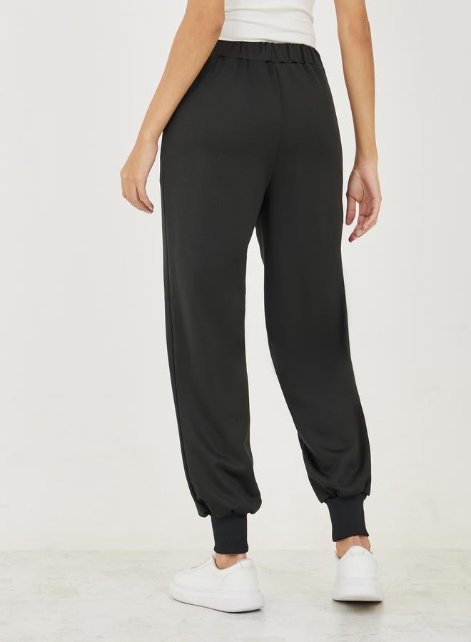 Styli Cuffed Tapered Ankle Length Joggers with Drawstring  - Image 4
