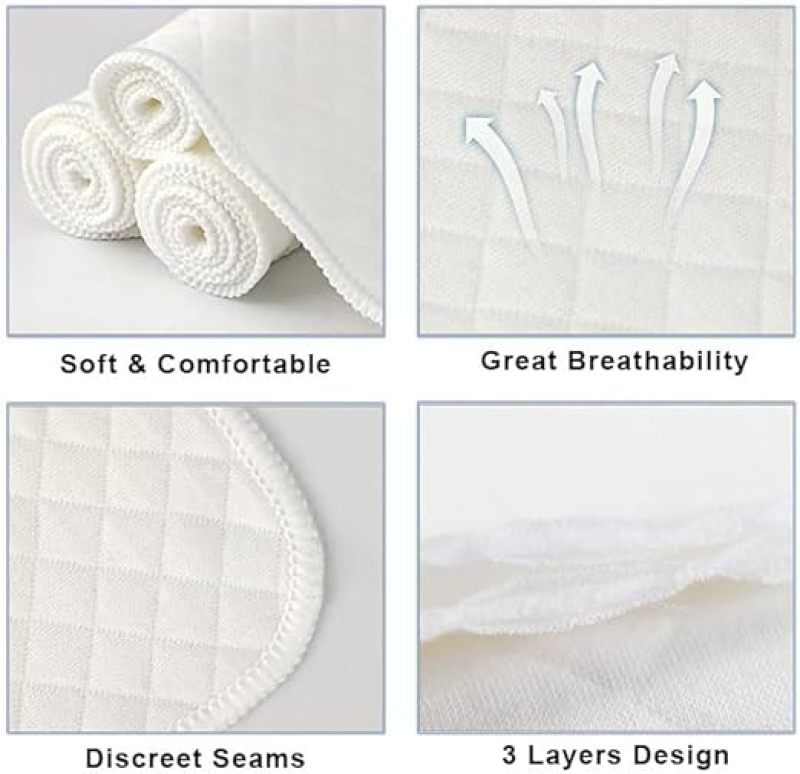Cotton Bra Liners: White Washable Soft Sweat Liners - Prevent Sweat Rash Bra Comfort Liners for Women Underwear Use - Image 3