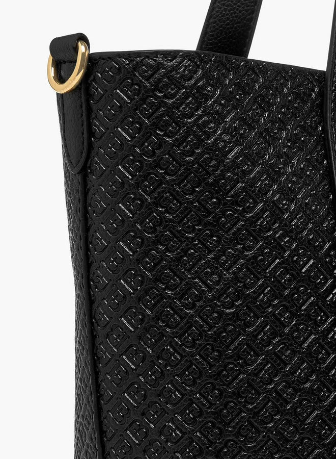 Flora Bella By Shoexpress Women's Monogram Embossed Tote Bag with Detachable Strap