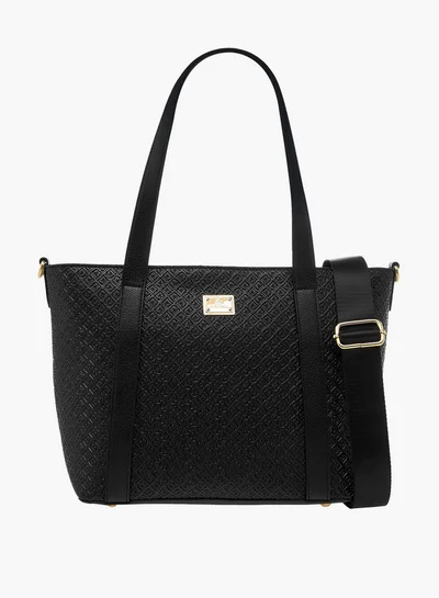 Flora Bella By Shoexpress Women's Monogram Embossed Tote Bag with Detachable Strap