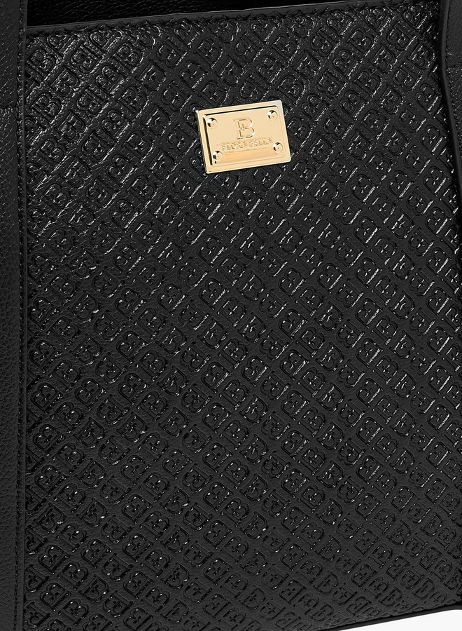 Flora Bella By Shoexpress Women's Monogram Embossed Tote Bag with Detachable Strap