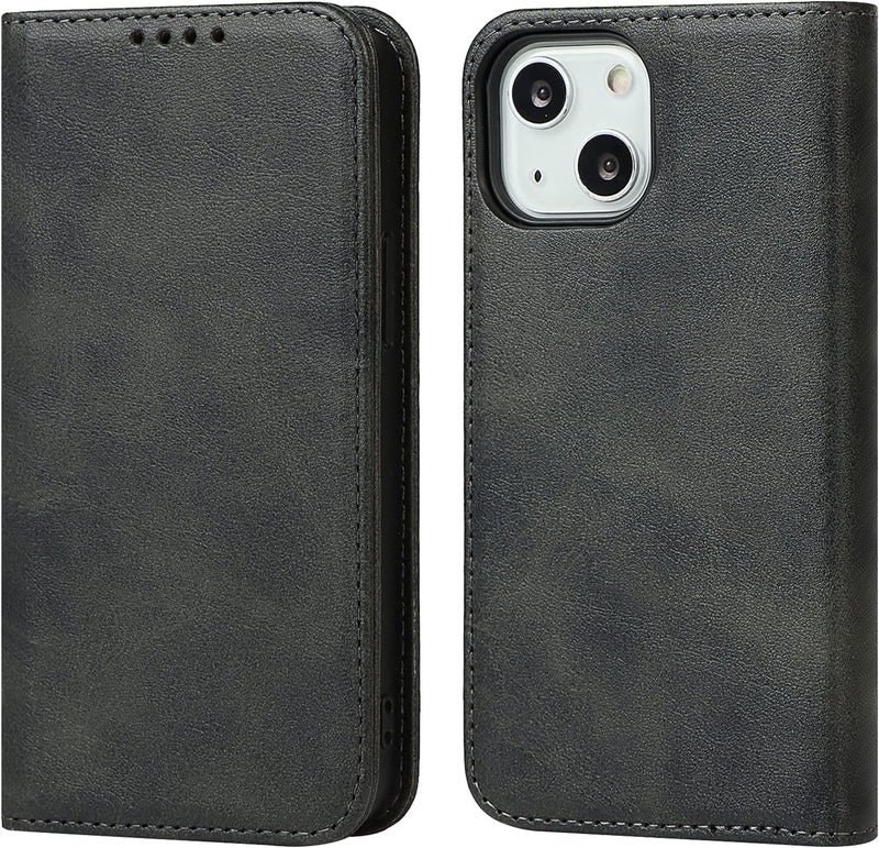 iCoverCase for iPhone 14 Wallet Case with Card Holder, PU Leather Magnetic Kickstand Feature Shockproof Protective Flip Cover Case - Dark Gray - Image 1